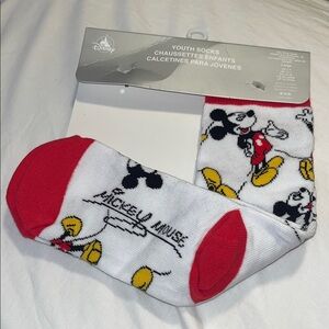Nwt Disney Mickey Mouse Socks in Red,White,&Yellow says youth but fit women 6-8